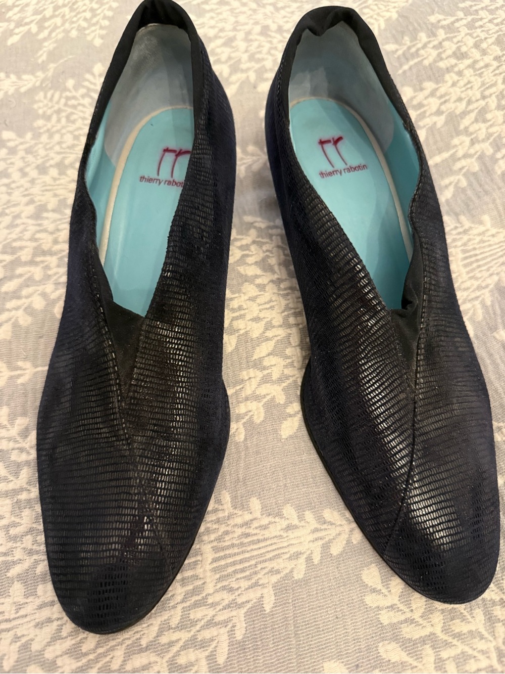 Thierry Rabotin Ronna Navy Textured Slip-On Shoes - Picture 2 of 5